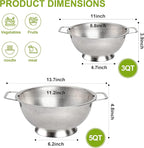 Gulex Colander Stainless Steel 3-Quart, Strainer - Image 2