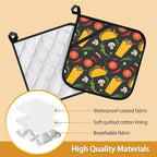 Cartoon Burrito Taco Hot Pepper Pot Holder Set of 2, Heat Resistant Potholders - Image 3