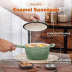 Homikit 1 Quart Saucepan with Lid, Enameled Cast Iron Small Sauce Pan Cooking - Image 3