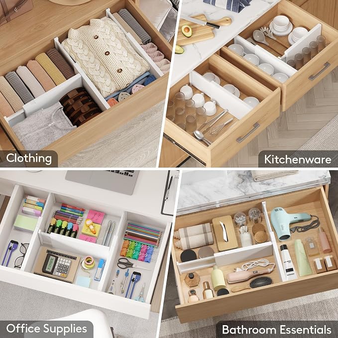 Lifewit 5 Pack 6" High Drawer Dividers 34-56cm/13.5-22" Adjustable Drawer - Image 8