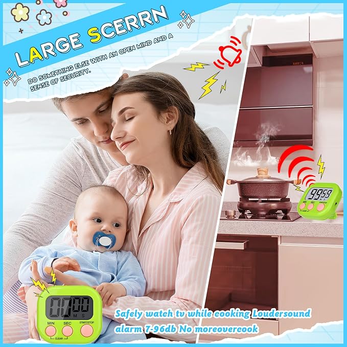Mwellewm Digital Timers for Classroom Kitchen Timers for Cooking Small Magnetic - Image 2