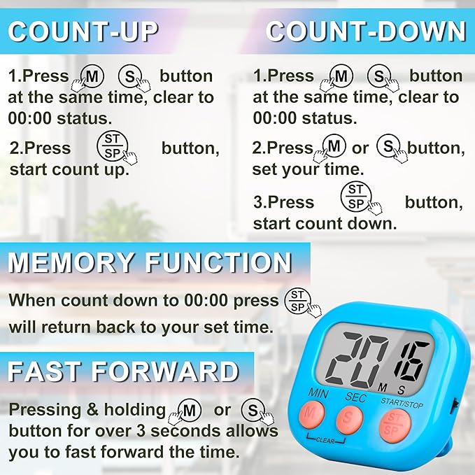 ZILLEEN Classroom Timer for Kids Teachers 4 Pack Digital Timers - Image 8