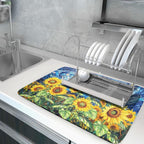Sunflower Dish Drying Mat for Kitchen Counter 24x18 Inch Starry Night Drying Mat - Image 2