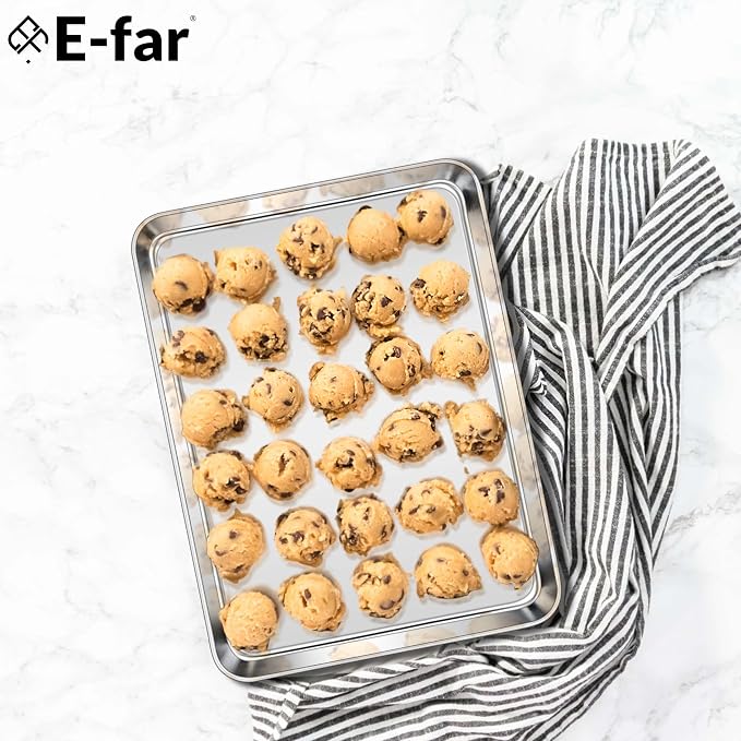 E-far Cookie Sheet for Baking, 18”x13” Stainless Steel Baking Sheet Pan for Oven - Image 7