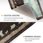 Giwawa Retro Brown Bear Forest Cabin Dish Drying Mat Countertop 18x24 Fall Blue - Image 3