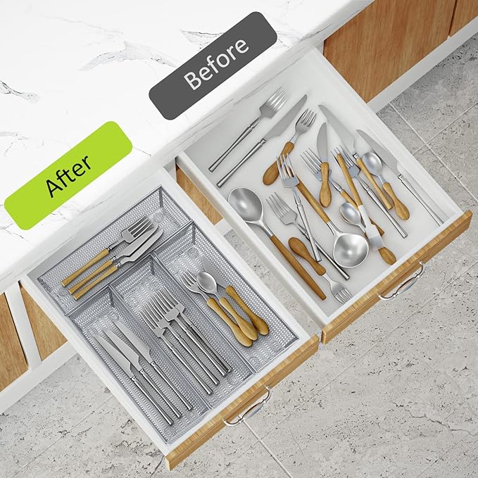 Neudeco Silverware Organizer, Mesh Drawer Organizer - Image 6