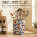 MyGift Vibrant Paisley Floral Ceramic Kitchen Utensil Holder – Decorative Crock - Image 2