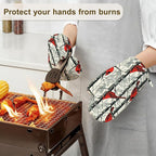 Red Cardinal Birds Oven Mitts and Pot Holders Set of 4, Kitchen Glove Heat - Image 6