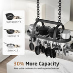 KES 48 Inch Large Hanging Pot Rack, Heavy Duty Oval Pot and Pan Hanging Rack - Image 2