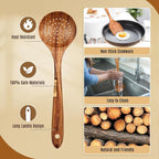 Mooues Wooden Spoons for Cooking, Wooden Utensils for Cooking Natural Teak - Image 2
