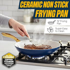 Gotham Steel 15 Pc Ceramic Pots and Pans Set Non Stick, Kitchen Cookware Sets - Image 3