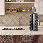 Tianifa Black Countertop Rotating Spice Rack, Round Empty 20-Jars Revolving - Image 6