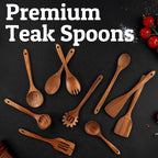 PriorityChef Wooden Spoons for Cooking, Premium 10pc Teak Wood Utensil Set - Image 8