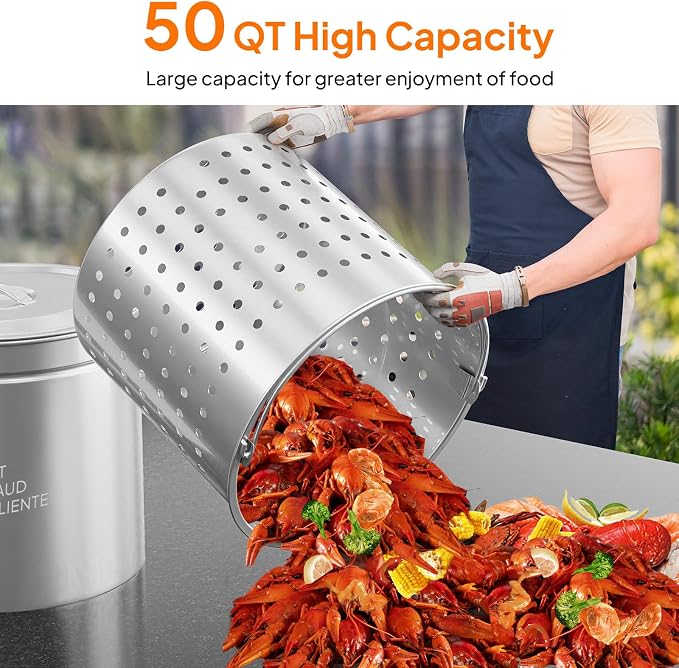 ROVSUN 50-Quart Stainless Steel Turkey Fryer & Seafood Boil Pot - Image 2