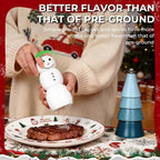 Christmas Salt and Pepper Grinder Set, Snowman & Tree Refillable Salt and - Image 2