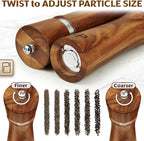 Salt and Pepper Acacia Wood Grinder Set - 60 g / 2 oz each - Tall Modern Mill - Image 7