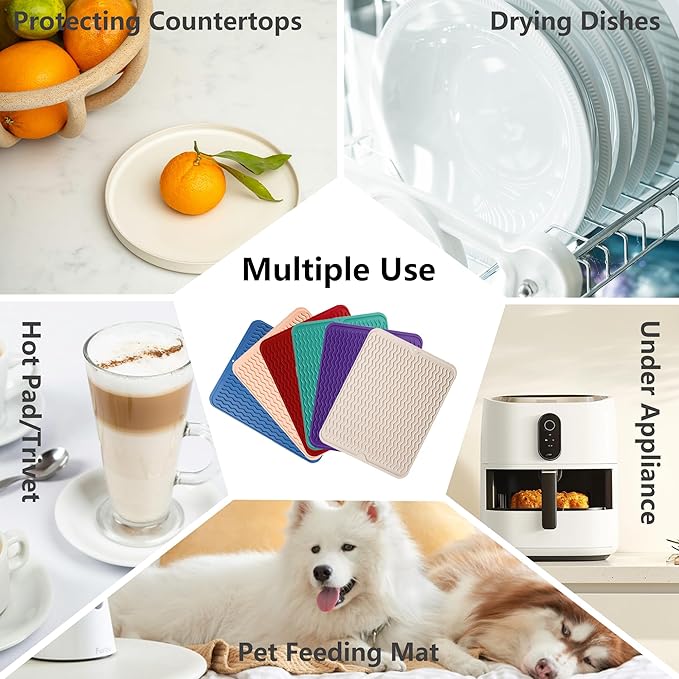ZLR Silicone Dish Drying Mat for Kitchen Counter, Eco-Friendly Fast Dry Dish Mat - Image 5