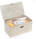 Sumnacon Wicker Basket with Lid Rectangle Woven Baskets by Sumnacon