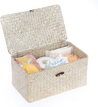 Sumnacon Wicker Basket with Lid Rectangle Woven Baskets by Sumnacon