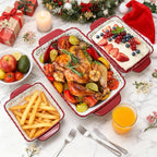 Coloch 3 Pack Ceramic Baking Dishes, Rectangular Bakeware Set Hand-painted - Image 8