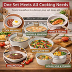 Bazova 24-Piece Pots and Pans Set Non Stick, Titanium-Reinforced Ceramic - Image 4