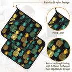 Tropical Pineapples Pot Holder Set of 2, Heat Resistant Potholders Oven Hot Pads - Image 4