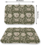Green Dish Drying Mat 18 x 24 Inch Vintage Olive Green Floral Drying Mat - Image 3