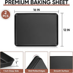 E-far Baking Sheet Set of 2, Nonstick Carbon Steel Baking Trays - Image 2