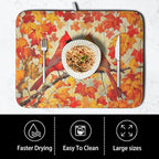 Fall Dish Drying Mats for Kitchen Counter Maple Leaf Cardinal Birds Dish - Image 4