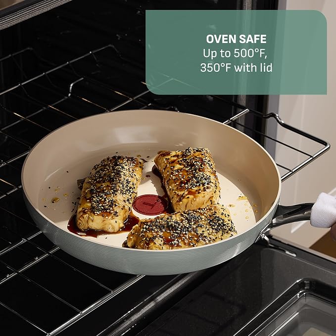 T-Fal Inspire Nonstick Ceramic Cookware Set, Oven Safe to 500°F, Ceramic Pots - Image 9