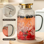Buaic Glass Pitcher with Lid, 84 oz/2.5 Liter Vintage Water Pitcher, Iced Tea - Image 4