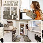 Fourluoo 10 Pcs Attractive Style Kitchen Dish Towels Rugs Oven Mitts and Pot - Image 2