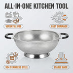 304 Stainless Steel Colander, 3 Quart Micro-Perforated Strainer - Image 4