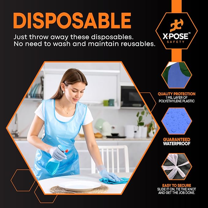 Xpose Safety 4000 Blue Plastic Disposable Aprons - Image 4