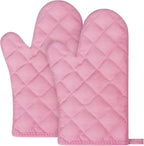 AUAUY Pink Oven Mitts, 1 Pair Kitchen Mittens, 392°F Heat Resistant Oven Gloves by AUAUY