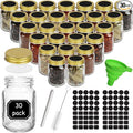 CycleMore 30 Pack 4oz Glass Mason Spice Jars, Round Spice Containers by CycleMore