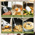 VALESKA 6PCS Stainless Steel Cooking Utensils Set, 18/10 Metal Kitchen Utensils - Image 4
