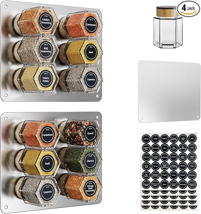 Vetacsion Set of 12 Magnetic Spice Tins by HOMESTORAGE