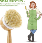 SUBEKYU Dish Brush with Handle, Natural Bamboo Dish Scrubber Brush, Kitchen - Image 5