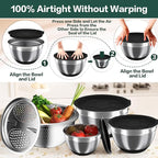 Nicdiet Mixing Bowls with Airtight Lids, Stainless Steel Mixing Bowl Set with 3 - Image 2