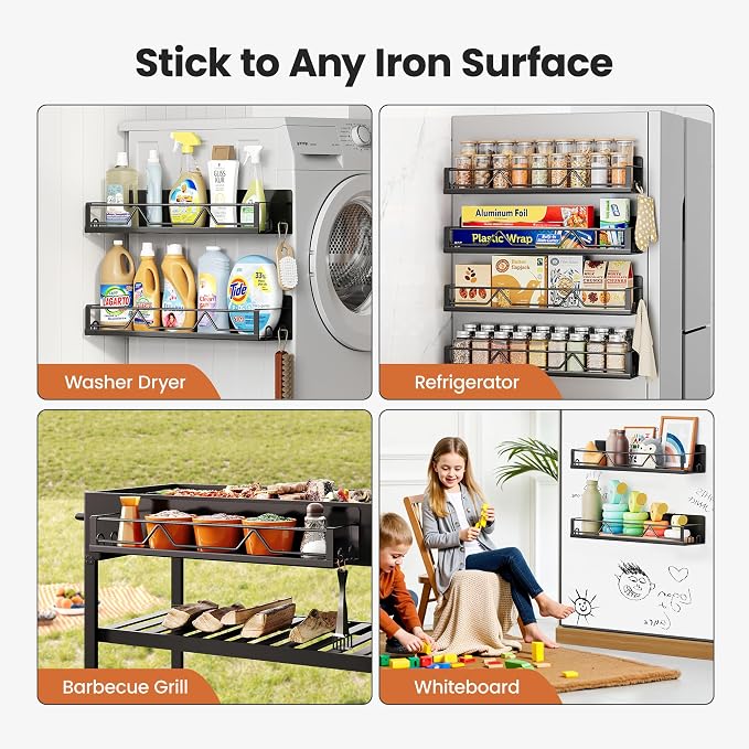 Mystozer 16.9 Inch Wide Large Capacity Magnetic Spice Rack - Image 6
