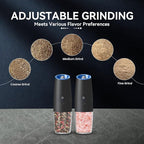 UNNEES Rechargeable Electric Salt and Pepper Grinder set of 2, gravity electric - Image 3