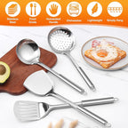 E-far Stainless Steel Cooking Utensils, 4-Piece Heat Resistant Kitchen Utensils - Image 4