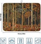 Fall Dish Drying Mat for Kitchen Counter Autumn Forest Vintage Botanical Nature - Image 2
