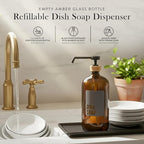 SAVVY & SORTED Amber Glass Dish Soap Dispenser - Image 2