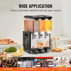 VEVOR Commercial Beverage Dispenser, 3 Tanks 10 L / 10.6 QT Per Tank Juice - Image 6