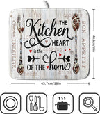 Giwawa 16"x18" Dish Drying Mat The Kitchen is The Heart of The Home- Knife Fork - Image 2