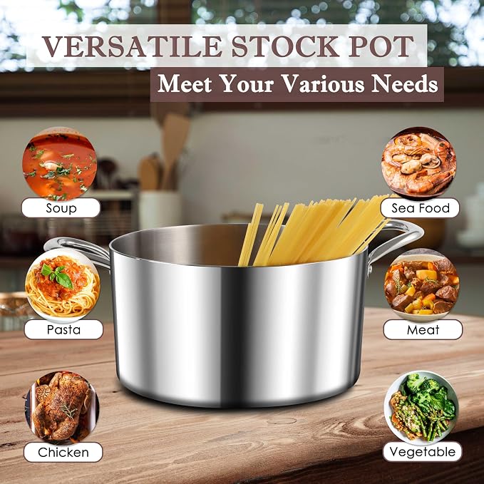 Herogo 4 Quart Stock Pot, 18/10 Stainless Steel Cooking Pot - Image 6
