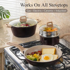 CAROTE 21 PCS Ceramic Cookware Set, Pots and Pans Set Non Stick, Pot and Pan Set - Image 7