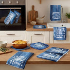 Leinuosen 8 Pcs Farmhouse Kitchen Decor Towels and Oven Mitts Sets Pot Holders - Image 7
